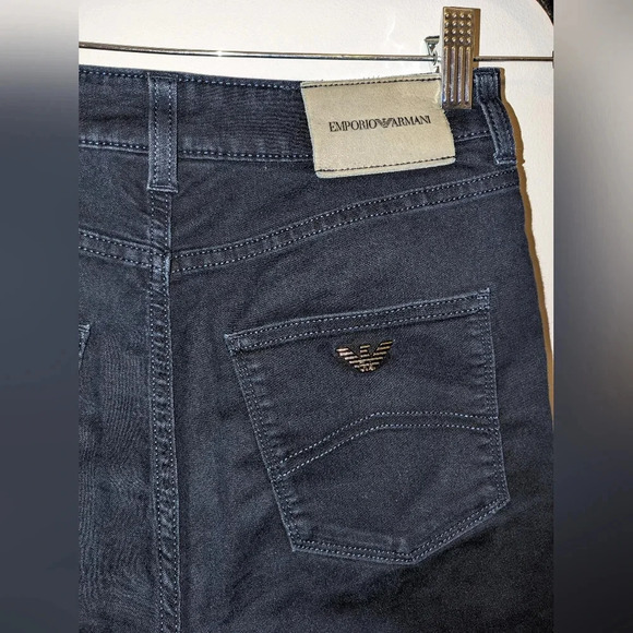 Emporio Armani Denim - Emporio Armani Silver Signature Pocket Logo Dark Blue Denim Jeans Size 27